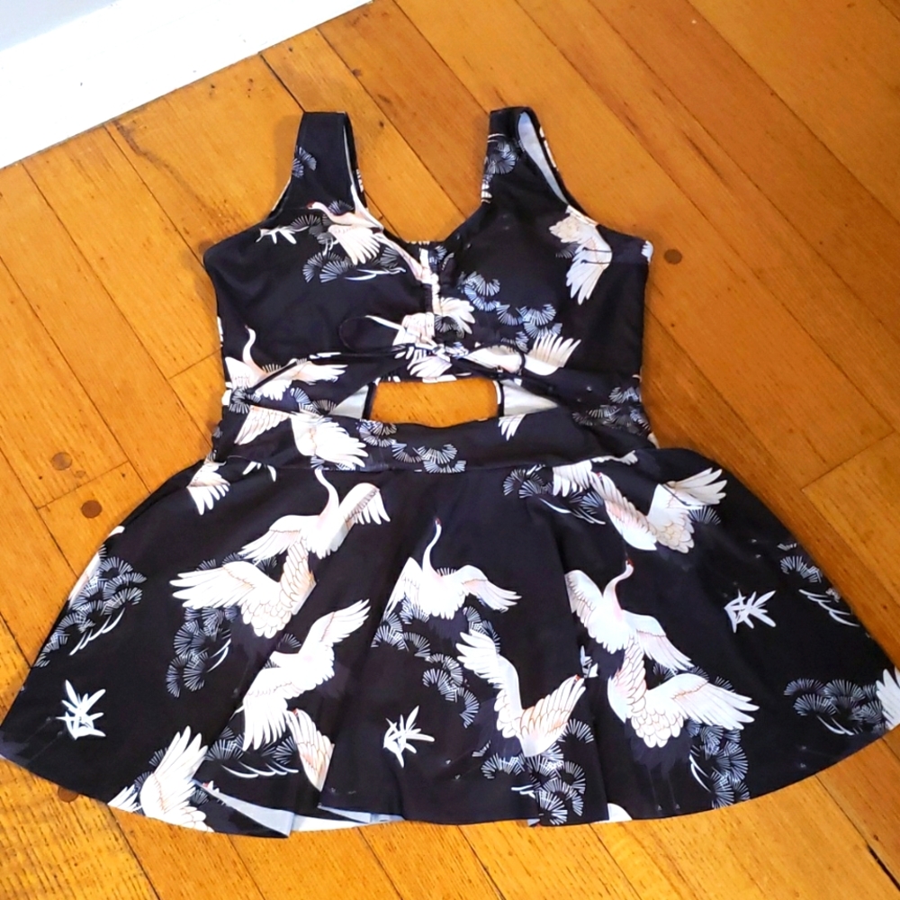 Skirted Crane one piece swimsuit